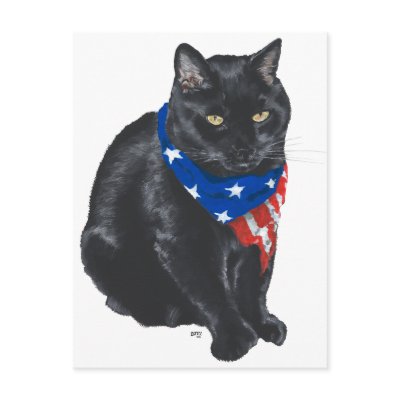 Patriotic Black Cat post cards