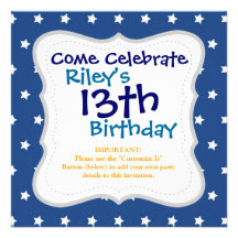 Patriotic Blue and White Stars Freedom Invitations