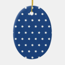Patriotic Blue and White Stars Freedom Christmas Tree Ornaments