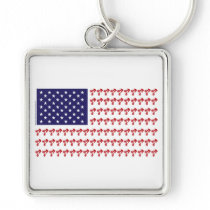 Patriotic BMX Biker American Flag Keychains