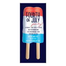 Patriotic Bombpop Red White Blue 4th of July Party Personalized Invite