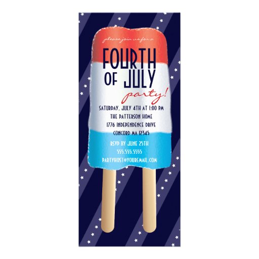Patriotic Bombpop Red White Blue 4th of July Party Invitations (front side)