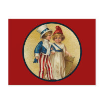 Patriotic_Boy and Girl_Postcard by Vintage_Gifts Patriotic_Boy and Girl_Postcard