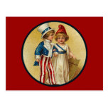 Patriotic_Boy and Girl_Postcard