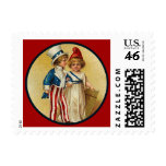 Patriotic Boy and Girl Small Postage