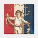 Patriotic Boy Square Magnet