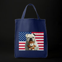 Patriotic Bulldog tote bag