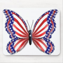 Patriotic Butterfly Mouse Pad