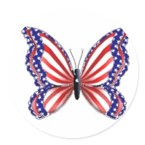 Patriotic Butterfly Round Sticker