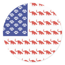Patriotic Cat/USA Round Stickers