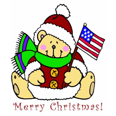 Patriotic Christmas Bear T-Shirt by rosewood_designs