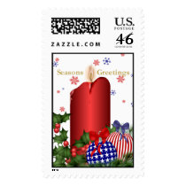 Patriotic Christmas Candle Postage Stamp