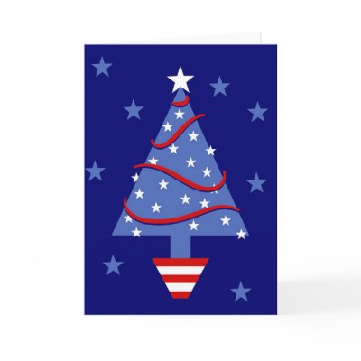 Patriotic Christmas Tree Greeting Card by prawny