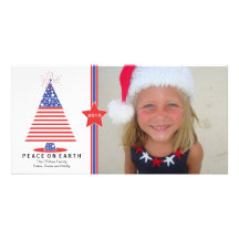 Patriotic Christmas Tree Holiday Card Photo Cards