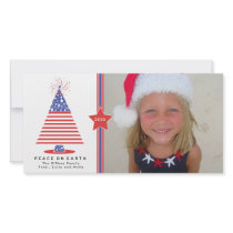 Patriotic Christmas Tree Holiday Card Photo Cards