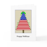 Patriotic Christmas Tree Holly, Happy Holidays Cards
