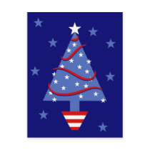Patriotic Christmas Tree Postcard