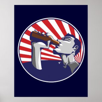 Patriotic colors beer drinking poster