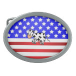Patriotic cow oval belt buckle