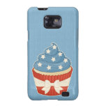 Patriotic Cupcake on Blue Stripes Galaxy S2 Covers