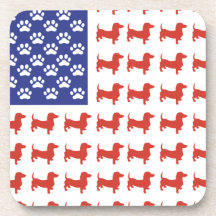 Patriotic Dachshund Doxie Beverage Coaster