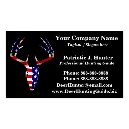 Patriotic Deer Hunting skull Business Card Templates (back side)