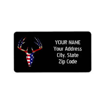 Patriotic Deer Skull Custom Address Labels