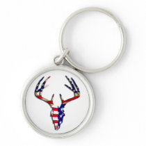 Patriotic Deer Skull Keychains