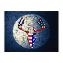 Patriotic Deer Skull Personalized Invite