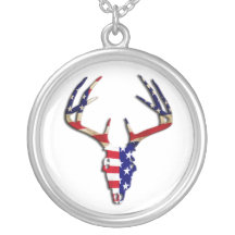 Patriotic Deer Skull Personalized Necklace