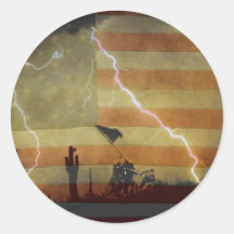 Patriotic Desert Storm Round Sticker