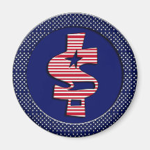 PATRIOTIC DOLLAR SIGN MAGNETS