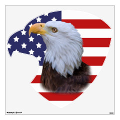 Patriotic Eagle and USA Flag Wall Decal
