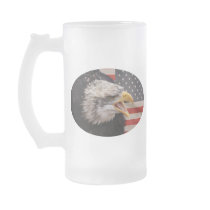Patriotic Eagle Image Frosted Beer Mug