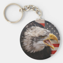 Patriotic Eagle Image Keychain