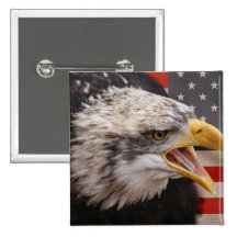 Patriotic Eagle Image Square Pin