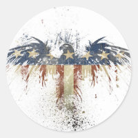 Patriotic eagle, US/USA, SAD flag Classic Round Sticker