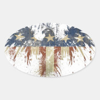 Patriotic eagle, US/USA, SAD flag Oval Sticker