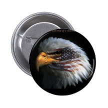 Patriotic Eagle with flag background Buttons