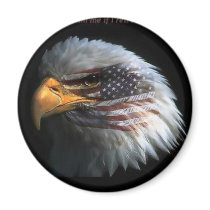 Patriotic Eagle with flag background Fridge Magnets