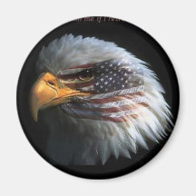 Patriotic Eagle with flag background Fridge Magnets