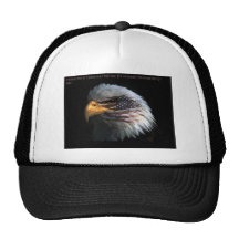 Patriotic Eagle with flag background Mesh Hats