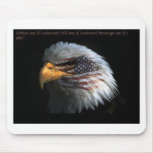 Patriotic Eagle with flag background Mouse Pads