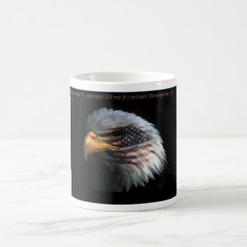 Patriotic Eagle with flag background Mugs