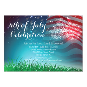 Patriotic Fireworks 4th of July Party Invitation 5
