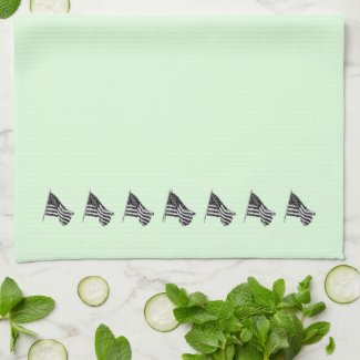 Patriotic Flag Green Kitchen Towels