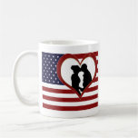 Patriotic Flag Heart Silhouette Couple Love Mug