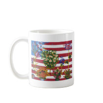 Patriotic Flowers and  Flag Coffee Mugs