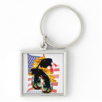 Patriotic Freedom Horses keychains