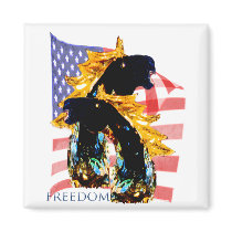 Patriotic Freedom Horses magnets